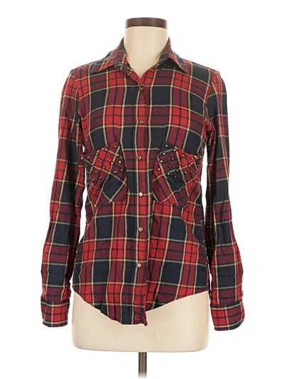 Pre-owned Zara Long Sleeve Button Down Shirt In Burgundy