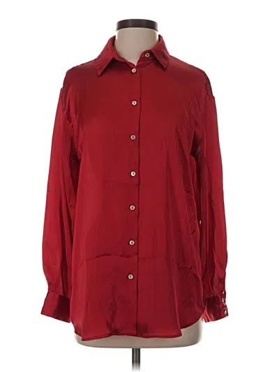 Pre-owned Zara Long Sleeve Button Down Shirt In Burgundy