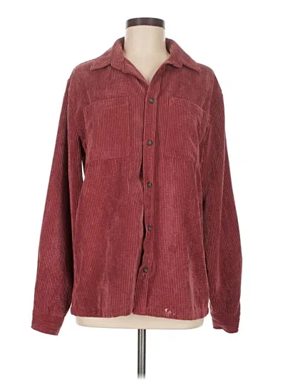 Pre-owned Zara Long Sleeve Button Down Shirt In Burgundy