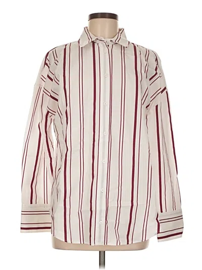 Pre-owned Zara Long Sleeve Button Down Shirt In Burgundy