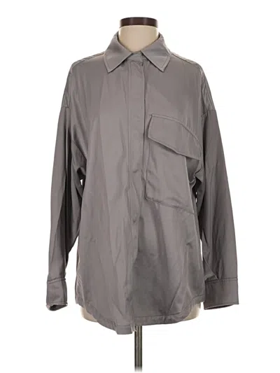 Pre-owned Zara Long Sleeve Button Down Shirt In Gray
