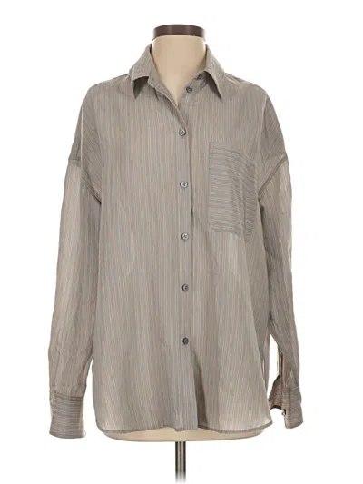 Pre-owned Zara Long Sleeve Button Down Shirt In Gray