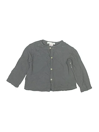 Pre-owned Zara Babies' Long Sleeve Button Down Shirt In Gray