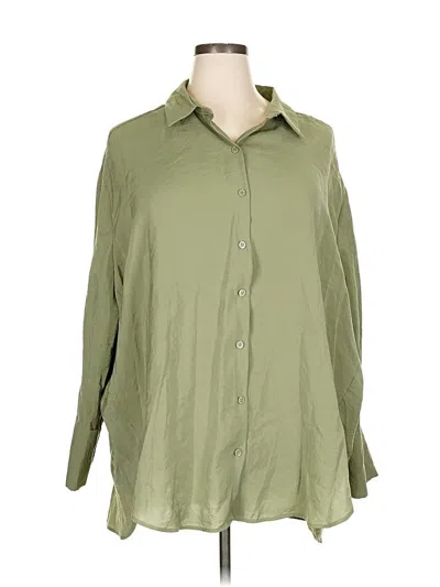 Pre-owned Zara Long Sleeve Button Down Shirt In Green