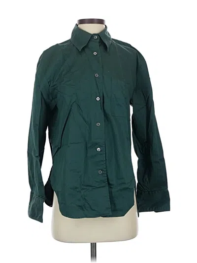 Pre-owned Zara Long Sleeve Button Down Shirt In Green