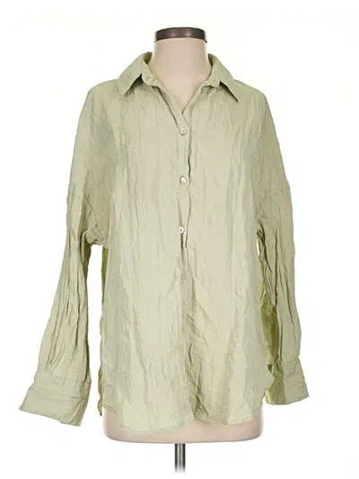 Pre-owned Zara Long Sleeve Button Down Shirt In Green