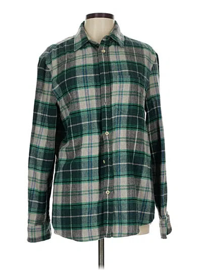 Pre-owned Zara Long Sleeve Button Down Shirt In Green