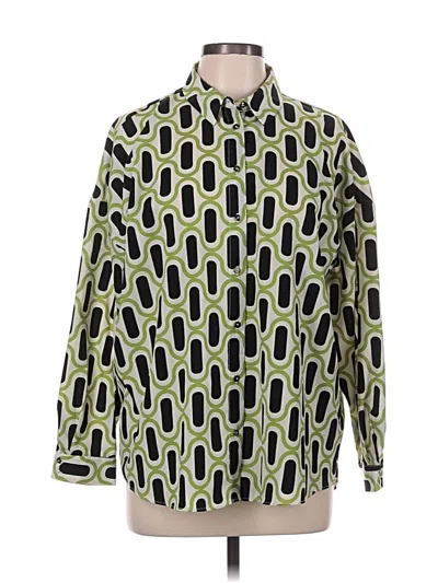 Pre-owned Zara Long Sleeve Button Down Shirt In Green