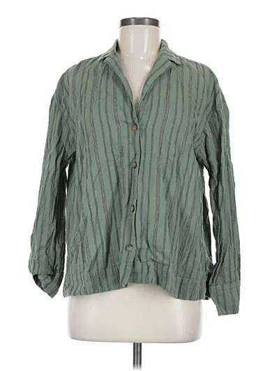 Pre-owned Zara Long Sleeve Button Down Shirt In Green