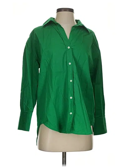 Pre-owned Zara Long Sleeve Button Down Shirt In Green