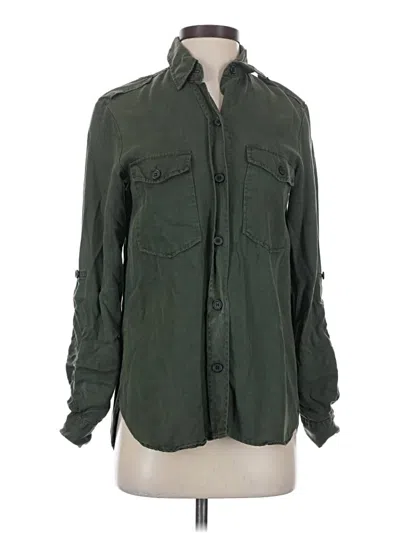 Pre-owned Zara Long Sleeve Button Down Shirt In Green