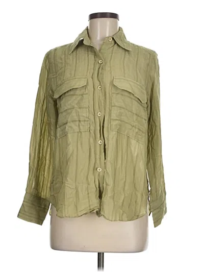Pre-owned Zara Long Sleeve Button Down Shirt In Green