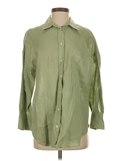 Pre-owned Zara Long Sleeve Button Down Shirt In Green