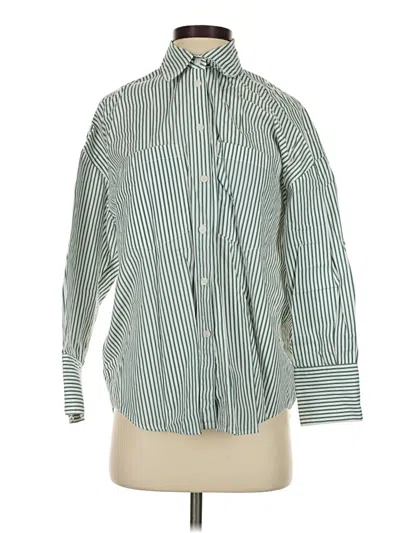Pre-owned Zara Long Sleeve Button Down Shirt In Green