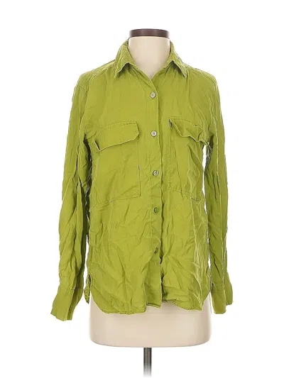 Pre-owned Zara Long Sleeve Button Down Shirt In Green