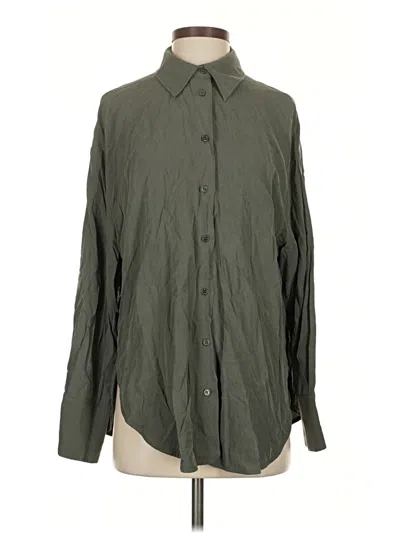 Pre-owned Zara Long Sleeve Button Down Shirt In Green
