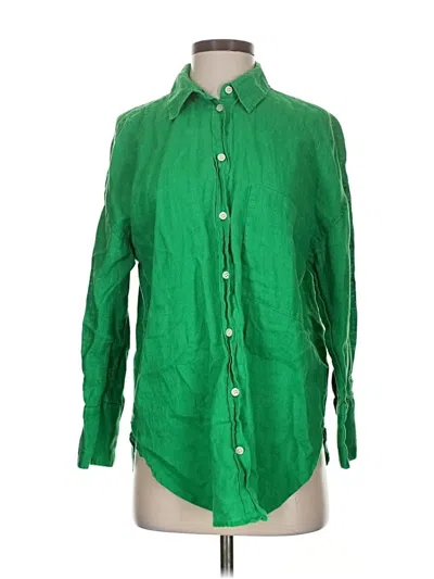 Pre-owned Zara Long Sleeve Button Down Shirt In Green