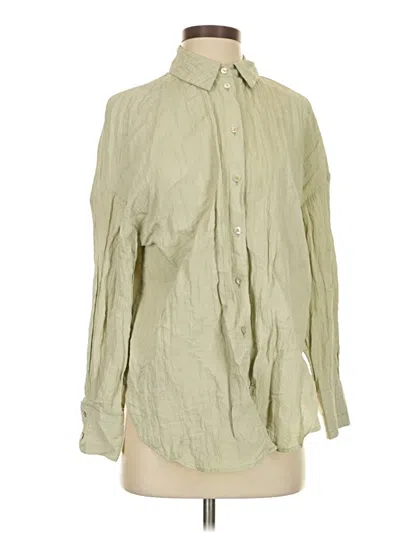 Pre-owned Zara Long Sleeve Button Down Shirt In Green