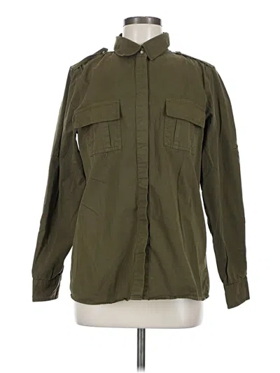 Pre-owned Zara Long Sleeve Button Down Shirt In Green