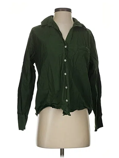Pre-owned Zara Long Sleeve Button Down Shirt In Green