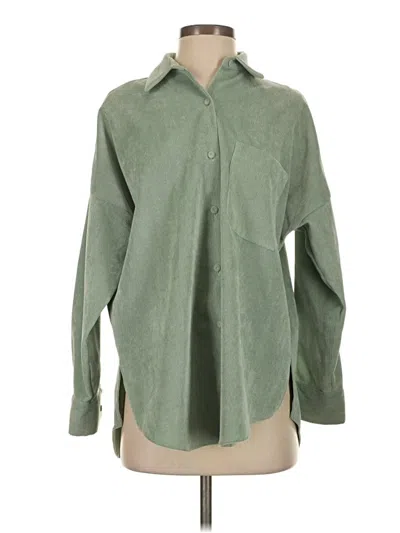 Pre-owned Zara Long Sleeve Button Down Shirt In Green