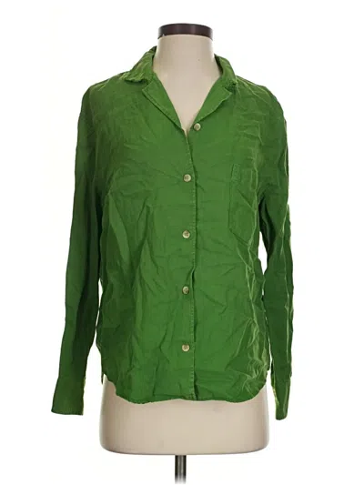 Pre-owned Zara Long Sleeve Button Down Shirt In Green