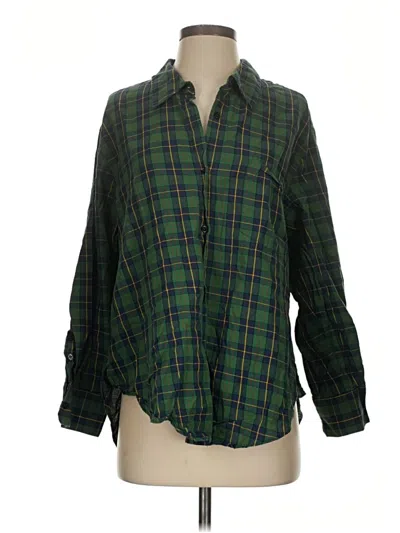 Pre-owned Zara Long Sleeve Button Down Shirt In Green
