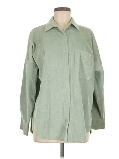 Pre-owned Zara Long Sleeve Button Down Shirt In Green
