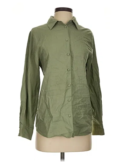 Pre-owned Zara Long Sleeve Button Down Shirt In Green