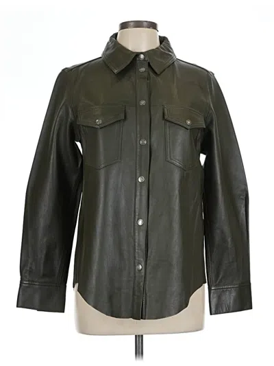 Pre-owned Zara Long Sleeve Button Down Shirt In Green