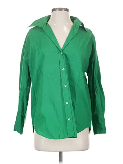 Pre-owned Zara Long Sleeve Button Down Shirt In Green