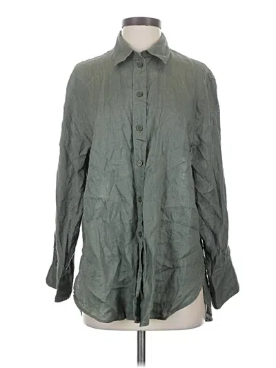 Pre-owned Zara Long Sleeve Button Down Shirt In Green