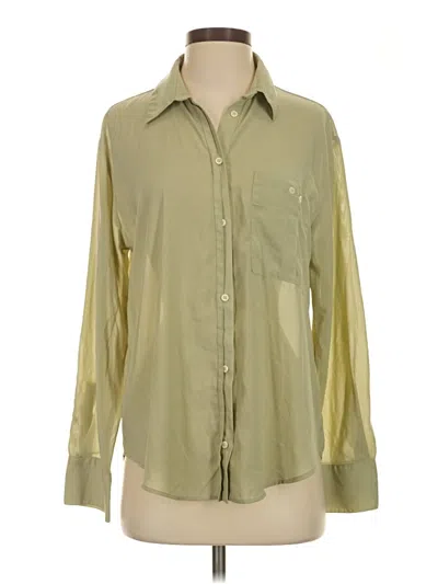 Pre-owned Zara Long Sleeve Button Down Shirt In Green