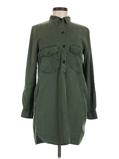 Pre-owned Zara Long Sleeve Button Down Shirt In Green