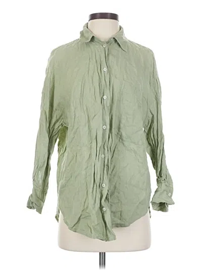 Pre-owned Zara Long Sleeve Button Down Shirt In Green