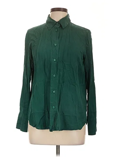 Pre-owned Zara Long Sleeve Button Down Shirt In Green