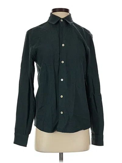 Pre-owned Zara Long Sleeve Button Down Shirt In Green