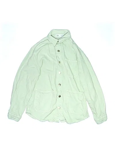 Pre-owned Zara Kids' Long Sleeve Button Down Shirt In Green