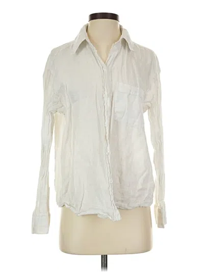 Pre-owned Zara Long Sleeve Button Down Shirt In Ivory