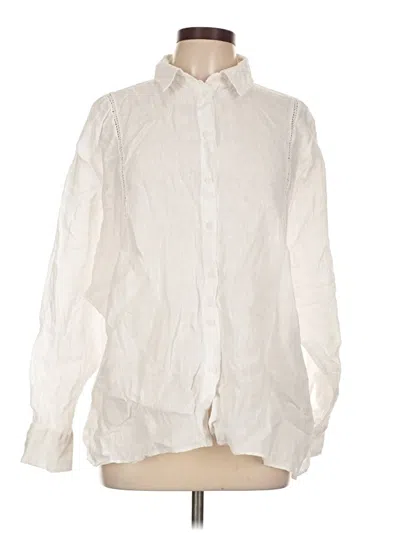 Pre-owned Zara Long Sleeve Button Down Shirt In Ivory