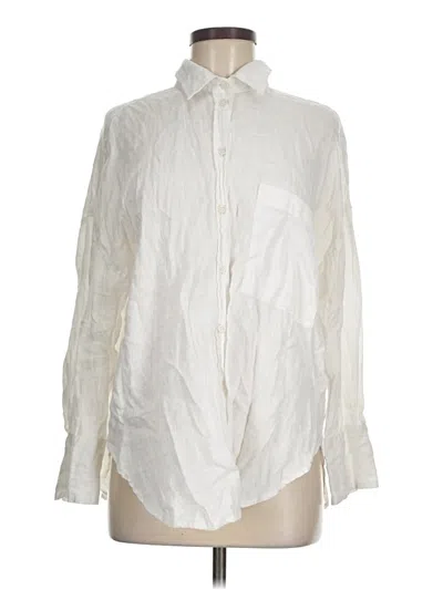 Pre-owned Zara Long Sleeve Button Down Shirt In Ivory