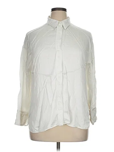 Pre-owned Zara Long Sleeve Button Down Shirt In Ivory