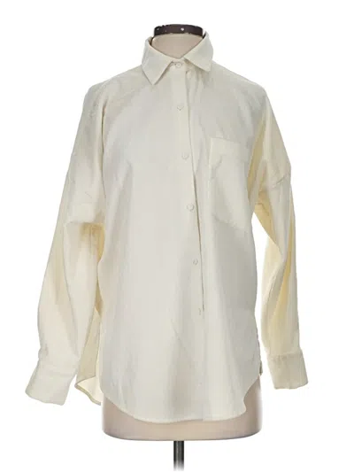 Pre-owned Zara Long Sleeve Button Down Shirt In Ivory