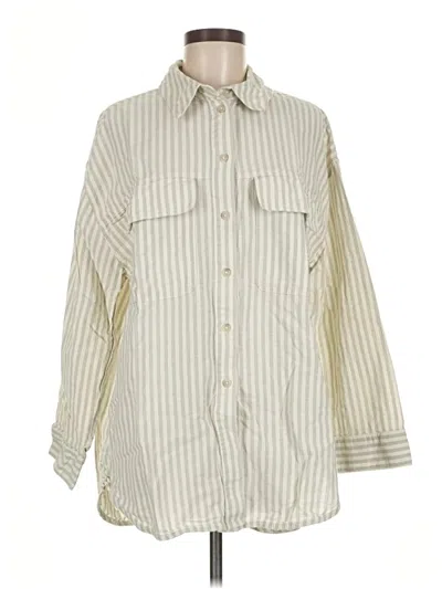 Pre-owned Zara Long Sleeve Button Down Shirt In Ivory