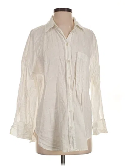 Pre-owned Zara Long Sleeve Button Down Shirt In Ivory