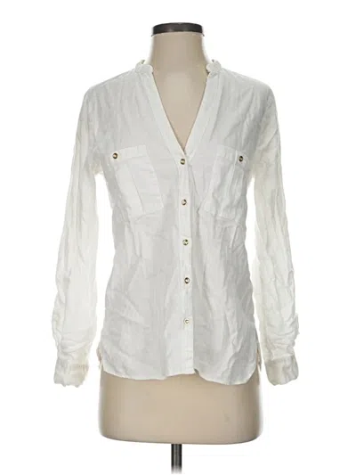 Pre-owned Zara Long Sleeve Button Down Shirt In Ivory