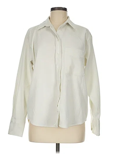 Pre-owned Zara Long Sleeve Button Down Shirt In Ivory