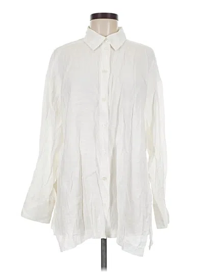 Pre-owned Zara Long Sleeve Button Down Shirt In Ivory