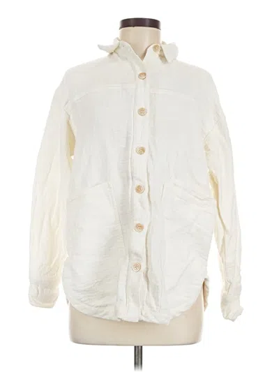 Pre-owned Zara Long Sleeve Button Down Shirt In Ivory