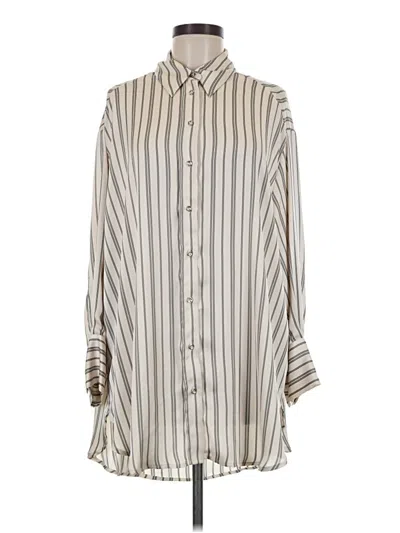Pre-owned Zara Long Sleeve Button Down Shirt In Ivory
